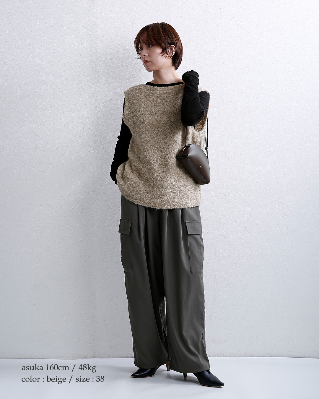 C.T.plageペルーアルパカ 2way Vネック ニットベスト ct26316