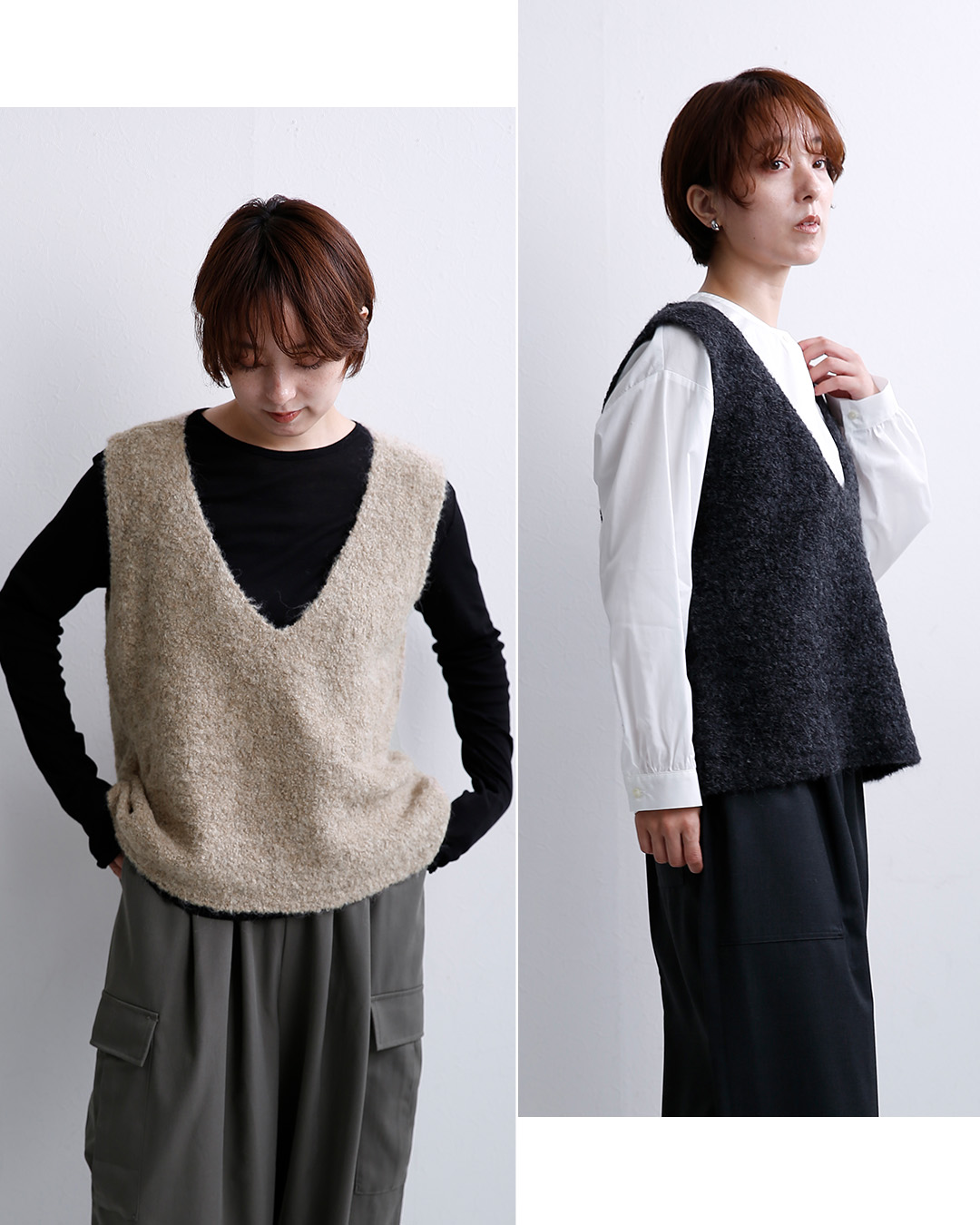 C.T.plageペルーアルパカ 2way Vネック ニットベスト ct26316