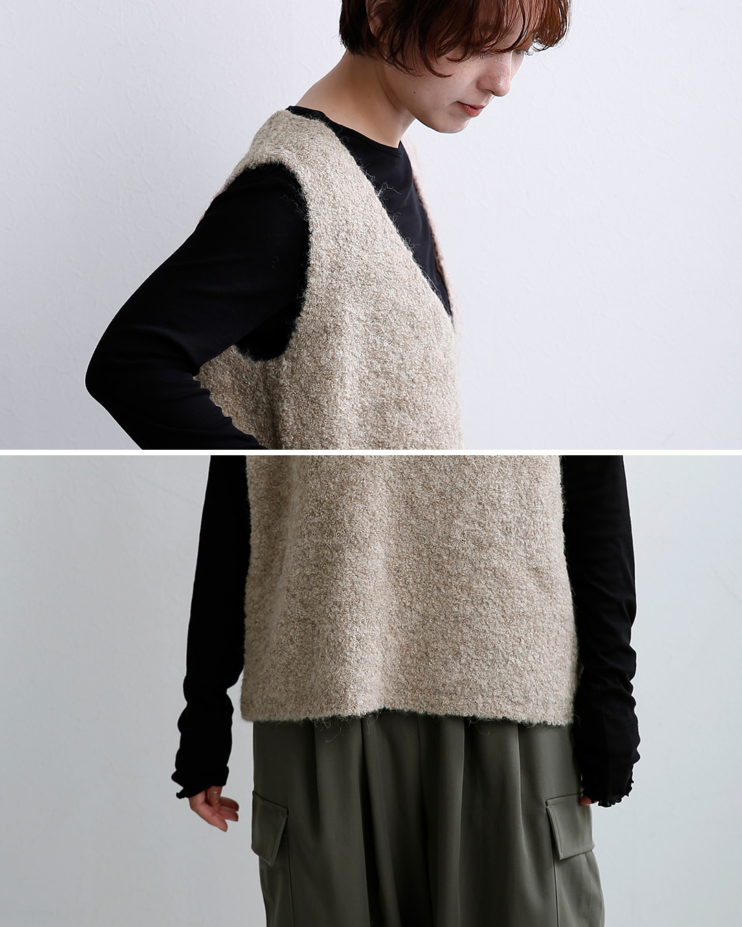 C.T.plageペルーアルパカ 2way Vネック ニットベスト ct26316