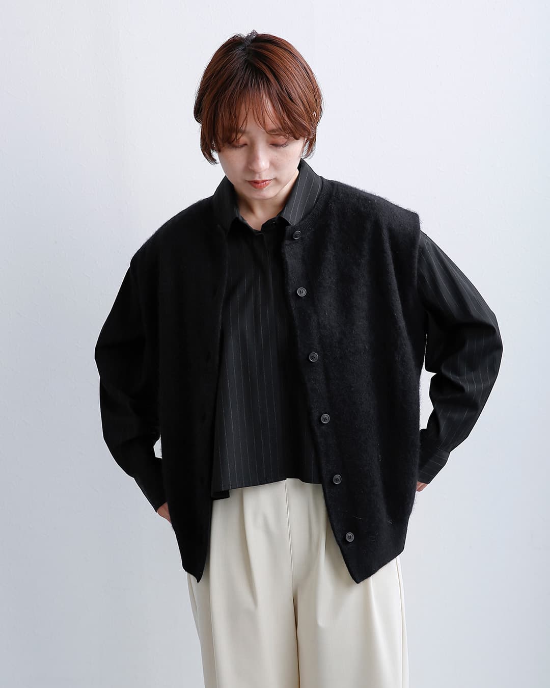 C.T.plageRWSウール ブラッシュ加工 ニットベスト ct26317
