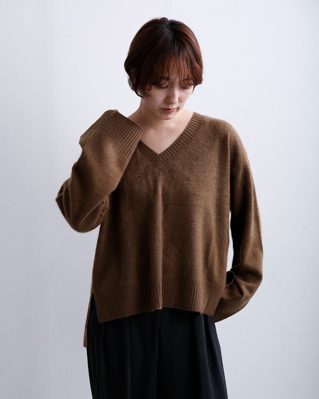 C.T.plageRWSウール ブラッシュ加工 Vネック ニットセーター ct26319
