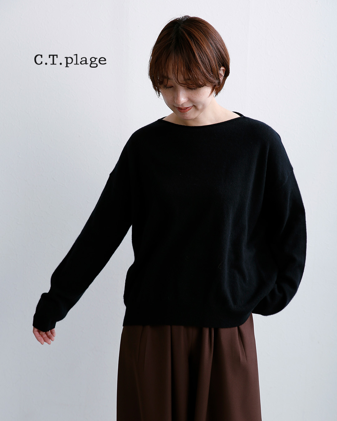 C.T.plageカシミヤ ボートネック ニットセーター ct26322