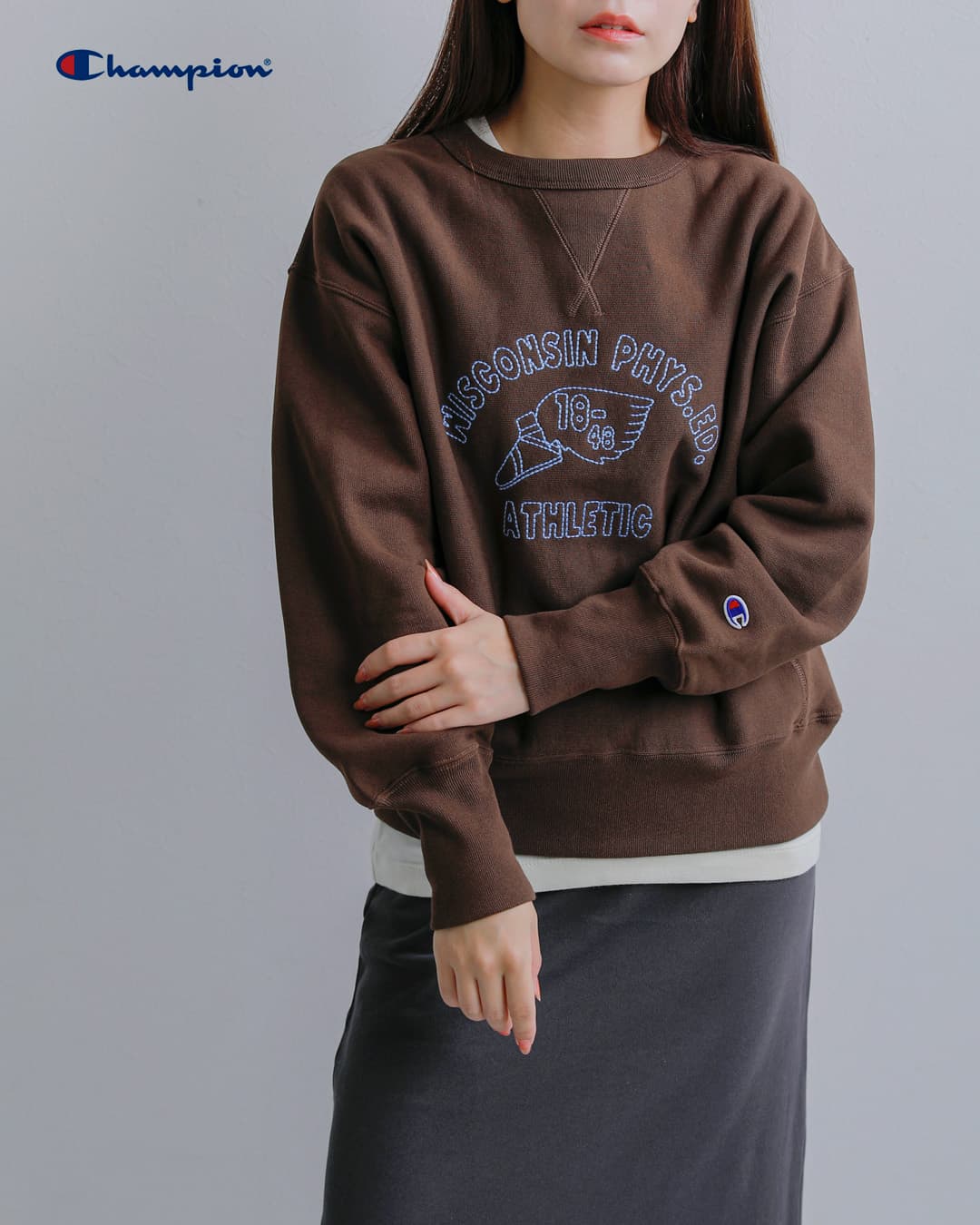 Champion(チャンピオン)リバースウィーブ ガーメントウォッシュ クルーネック スウェットシャツ cw-e003