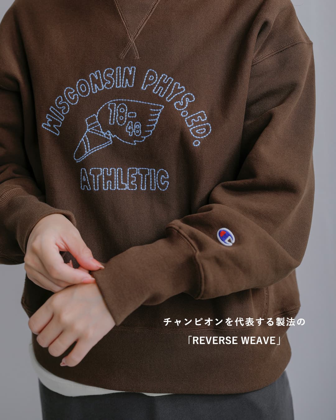Champion(チャンピオン)リバースウィーブ ガーメントウォッシュ クルーネック スウェットシャツ cw-e003