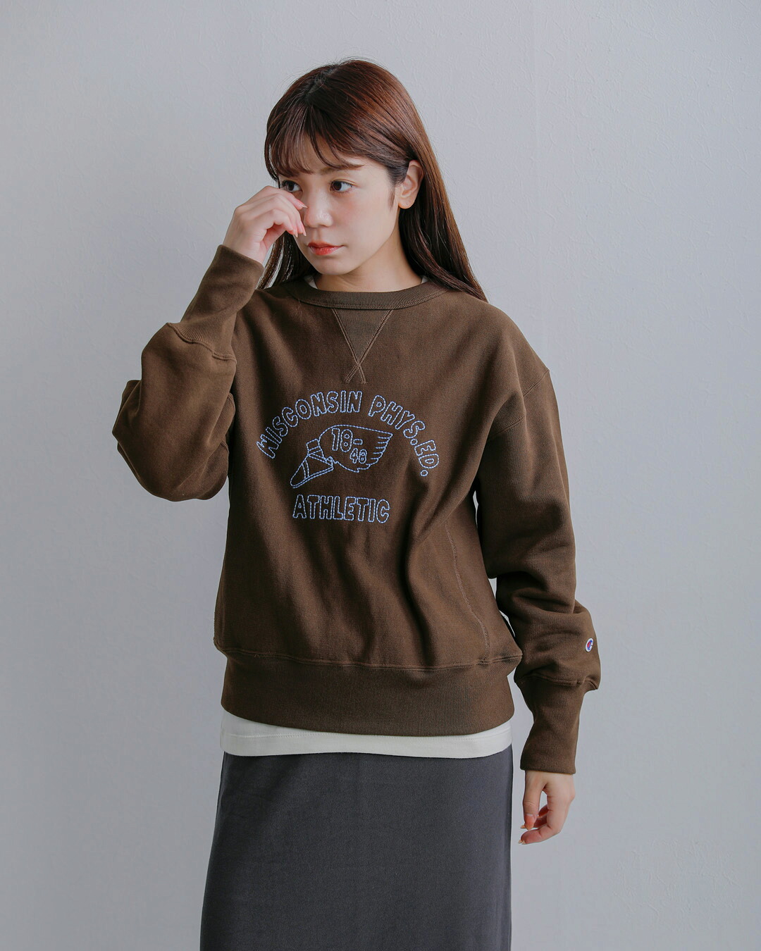 Champion(チャンピオン)リバースウィーブ ガーメントウォッシュ クルーネック スウェットシャツ cw-e003