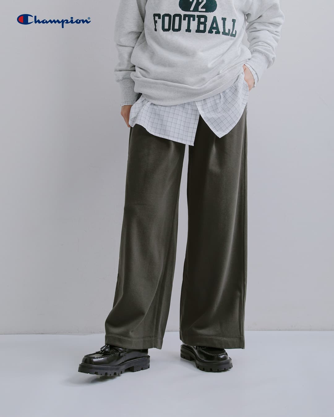 Champion(チャンピオン)コットン裏毛 ワイド スウェットパンツ cw-e208