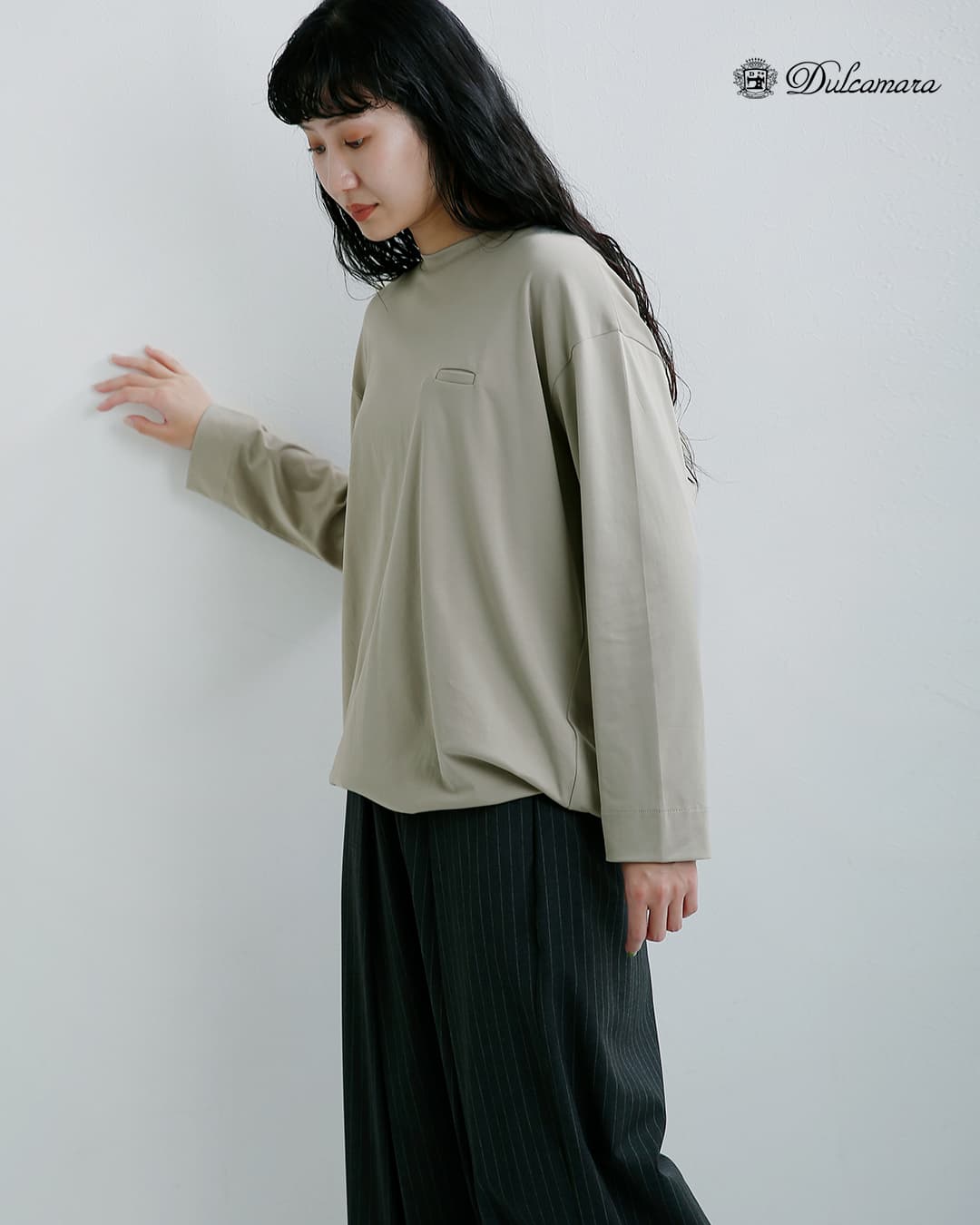 Dulcamara(ドゥルカマラ)コットン ハイゲージ スムース バルーン長袖Tシャツ d226-t1217