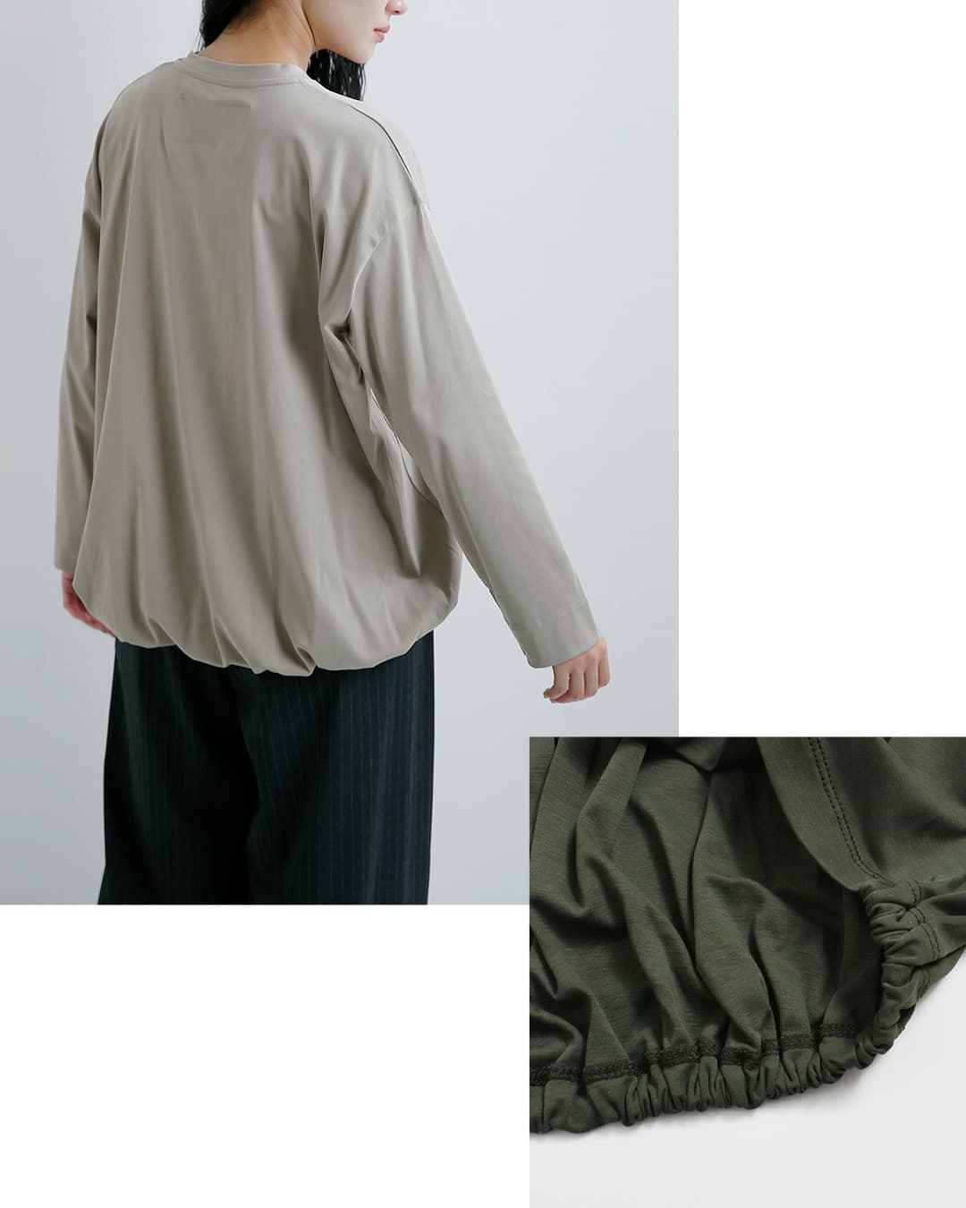 Dulcamara(ドゥルカマラ)コットン ハイゲージ スムース バルーン長袖Tシャツ d226-t1217