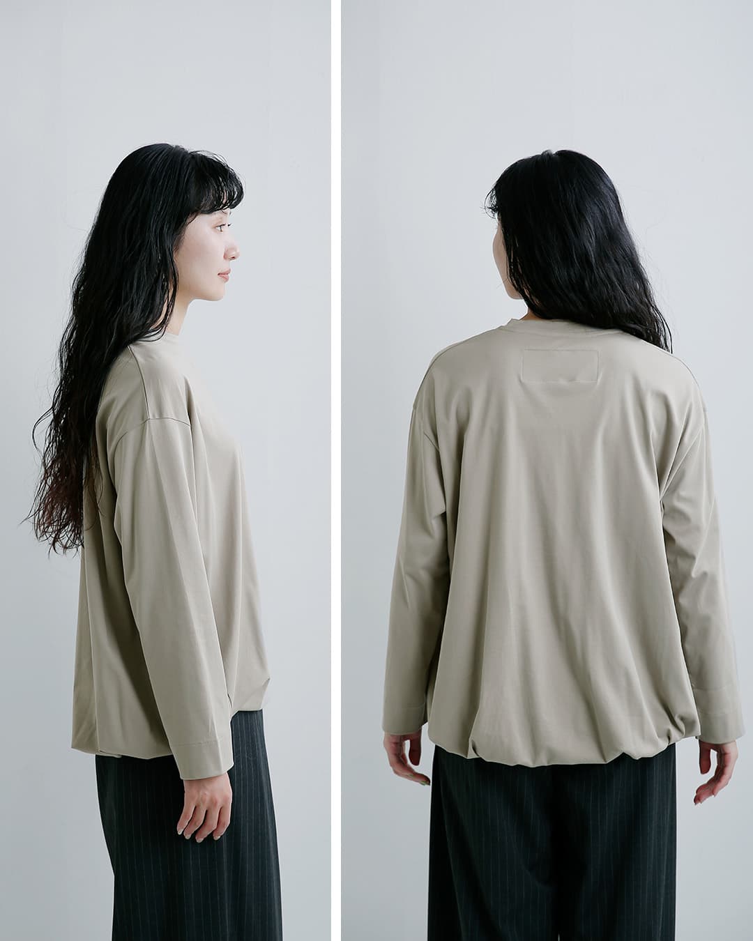 Dulcamara(ドゥルカマラ)コットン ハイゲージ スムース バルーン長袖Tシャツ d226-t1217
