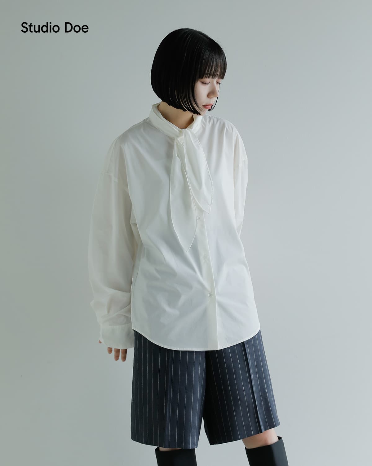 Studio Doe(スタジオドー)スカーフ シャツ Scarf Shirtdn-25jort03