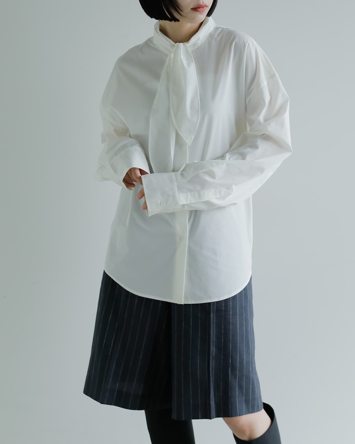 Studio Doe(スタジオドー)スカーフシャツ Scarf Shirt dn-25jort03