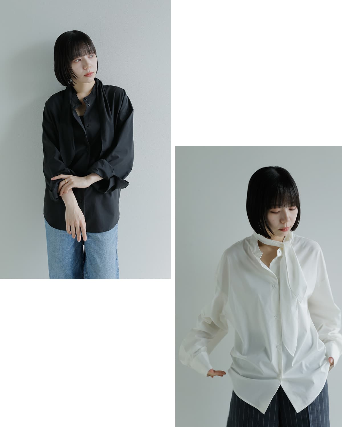 Studio Doe(スタジオドー)スカーフシャツ Scarf Shirt dn-25jort03