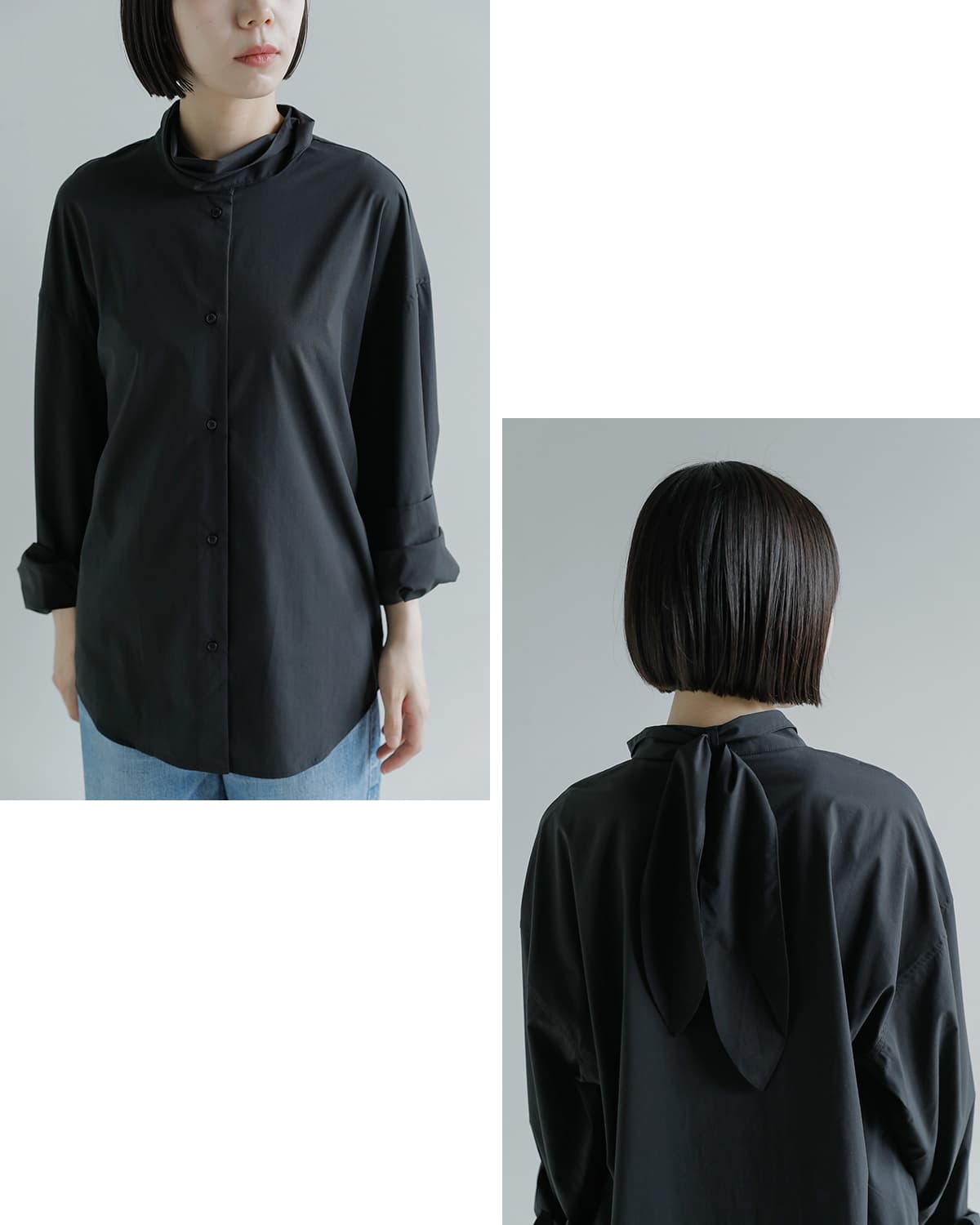 Studio Doe(スタジオドー)スカーフシャツ Scarf Shirt dn-25jort03