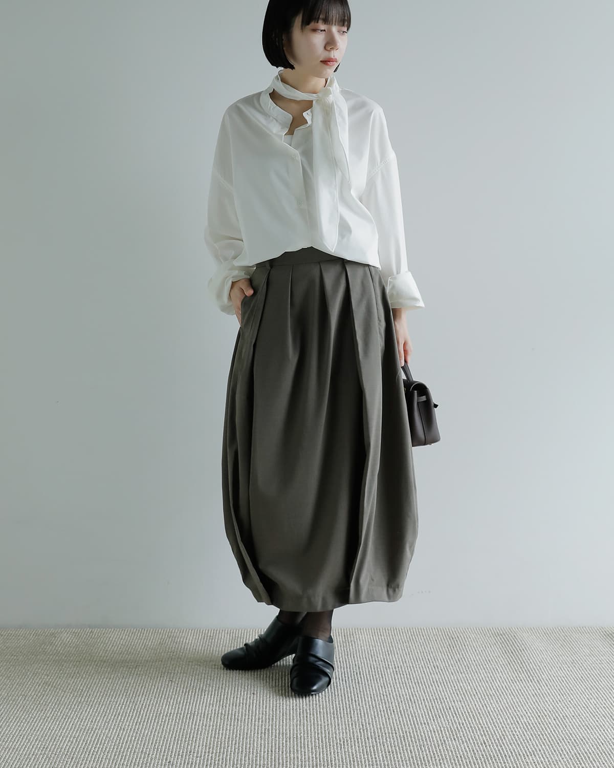 Studio Doe(スタジオドー)スカーフシャツ Scarf Shirt dn-25jort03