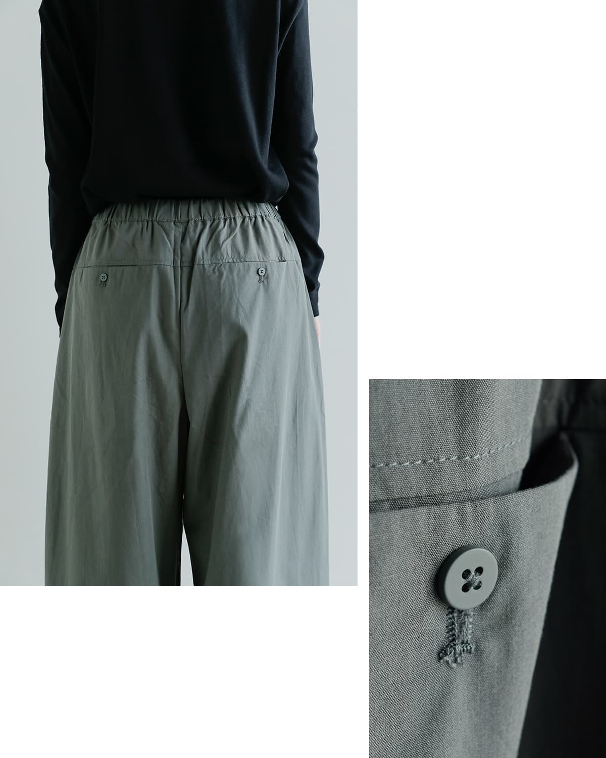 Studio Doe(スタジオドー)ドローストリング 2タックトラウザーズパンツ Drawstring Two-tuck Trousers dn-264bdp08