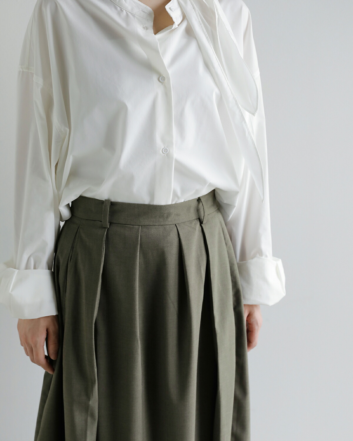 Studio Doe(スタジオドー)ペタル ワイド プリーツ ロング スカート Petal Wide Pleated Long Skirt dn-264blk31