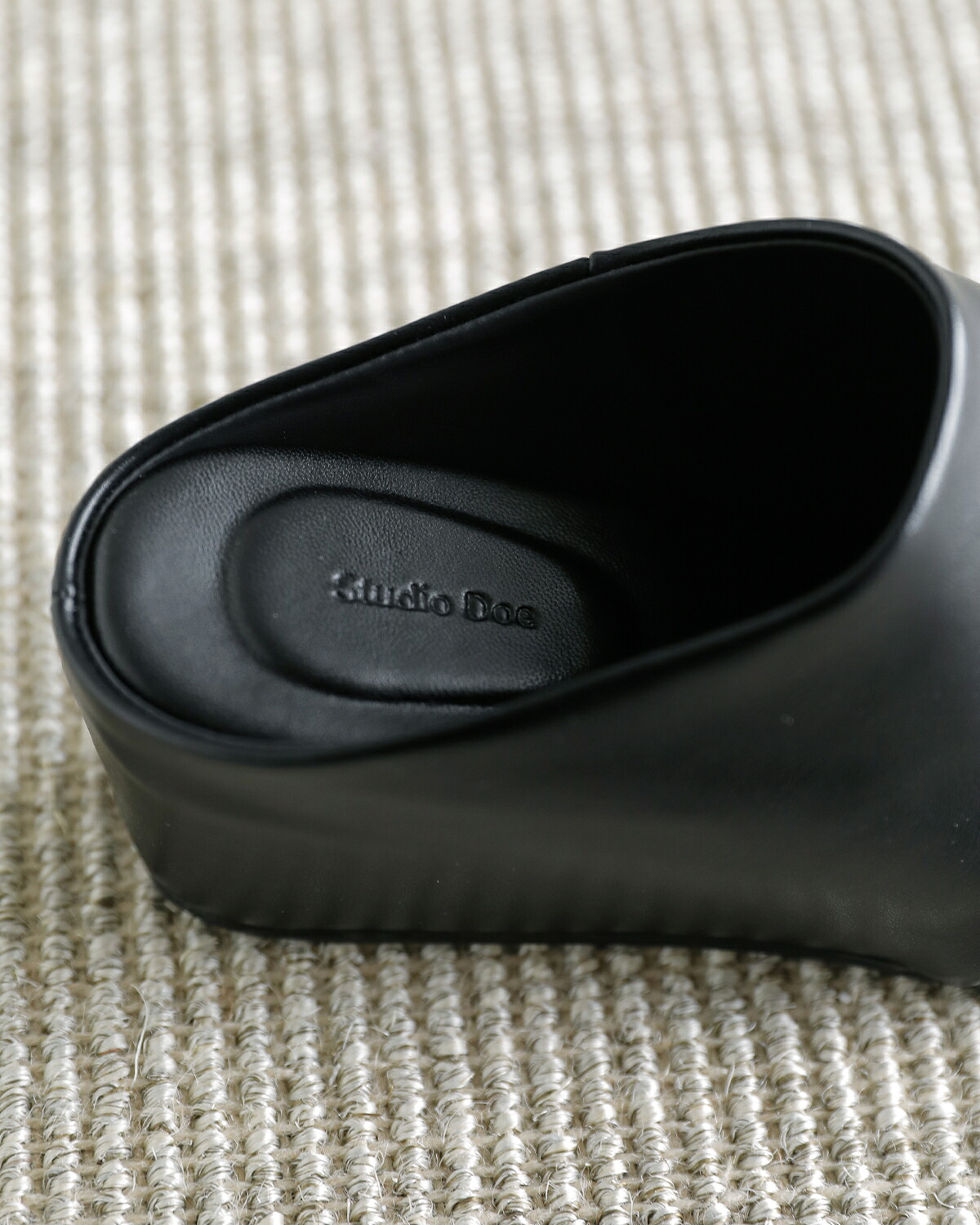 Studio Doe(スタジオドー)PUレザー プリーツデザイン インヒール ミュール Pleated Heeled Slippers ds-262ohl24