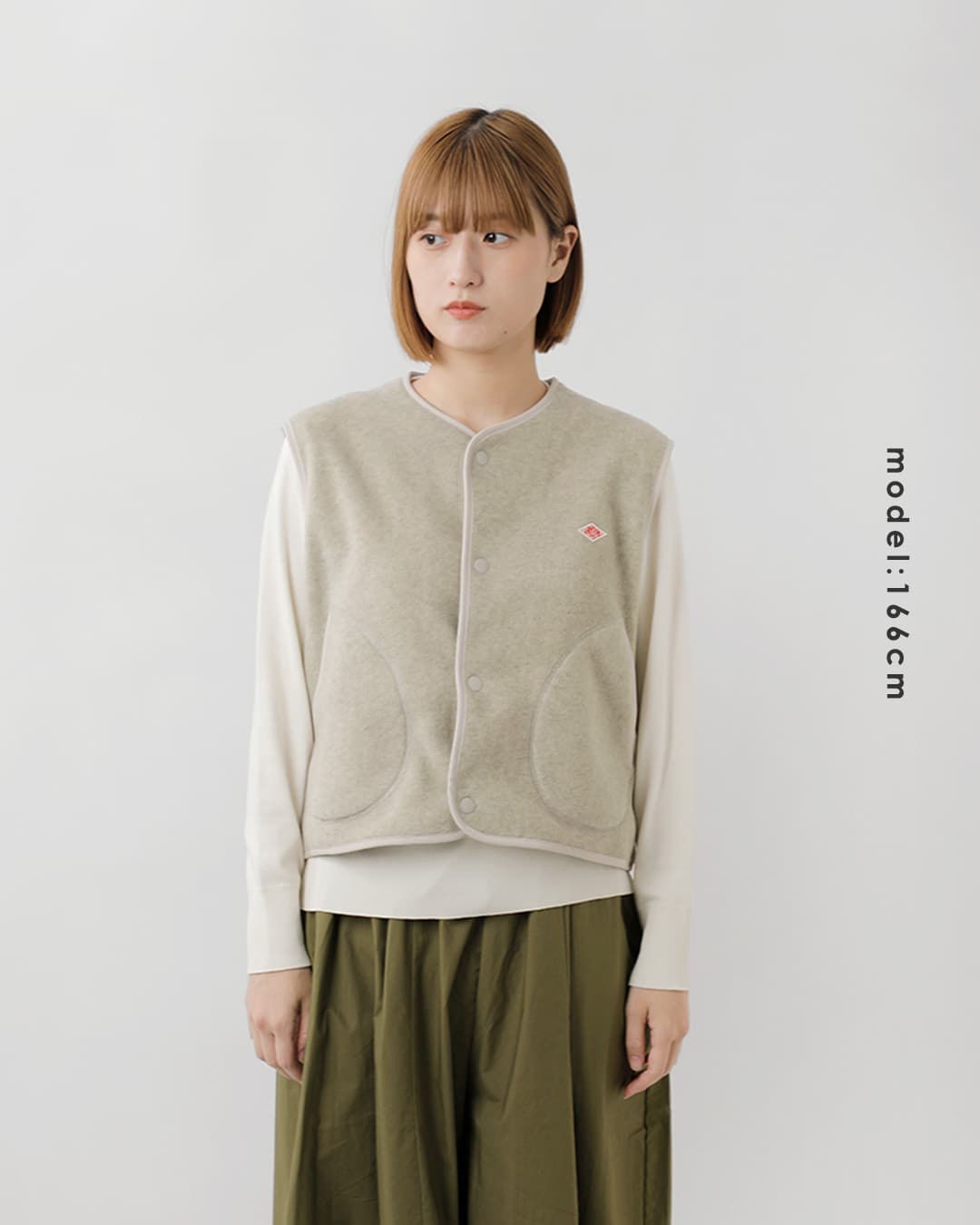 DANTONフリース カラーレス ベスト dt-a0521-26aw
