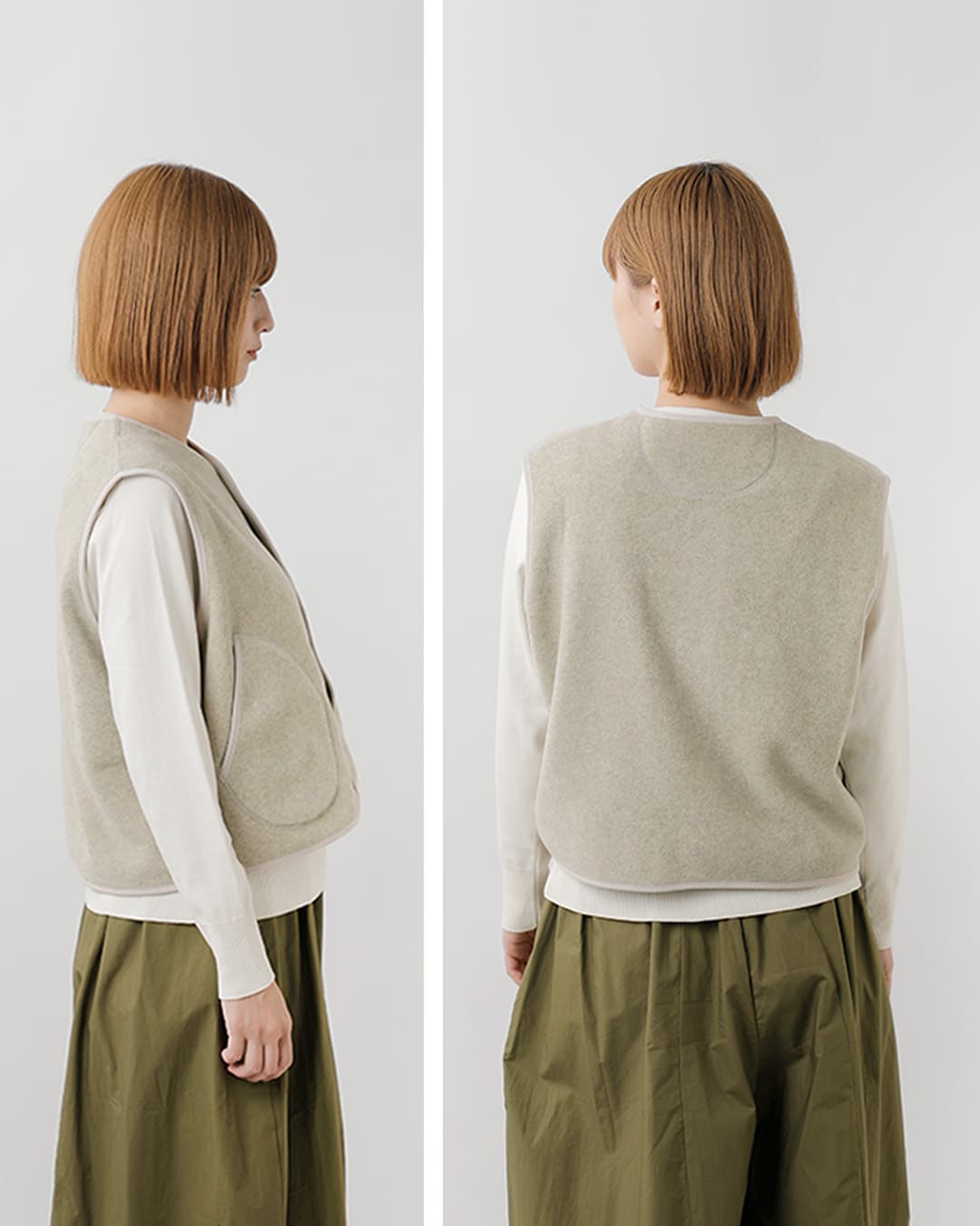 DANTONフリース カラーレス ベスト dt-a0521-26aw