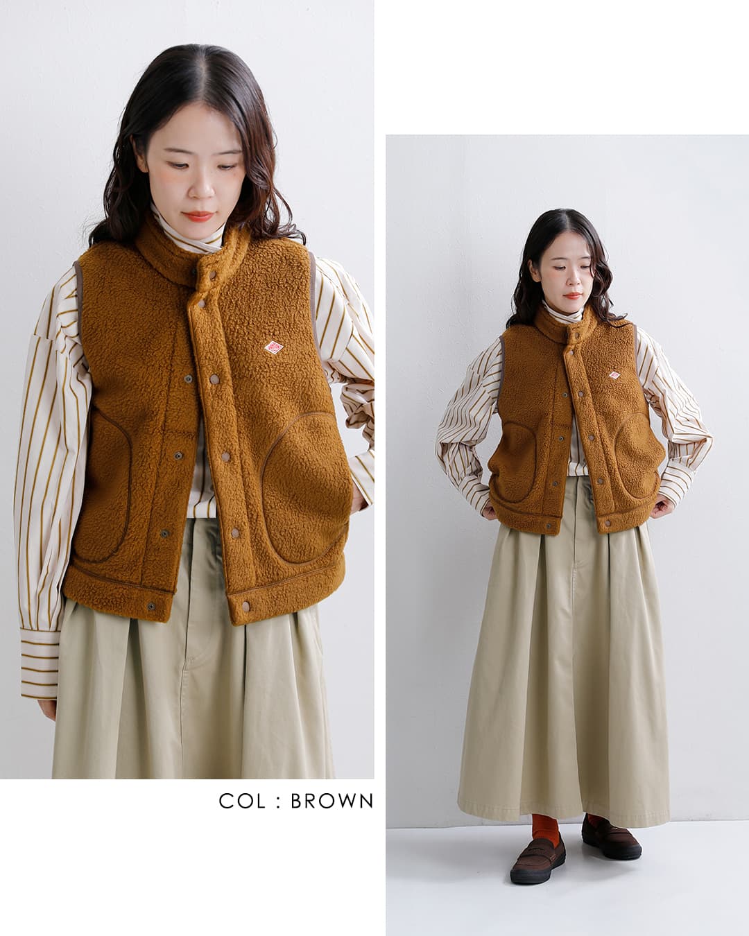 DANTON(ダントン)ダブルフェイスボア スタンドカラー ベスト dt-a0701wnn-26aw