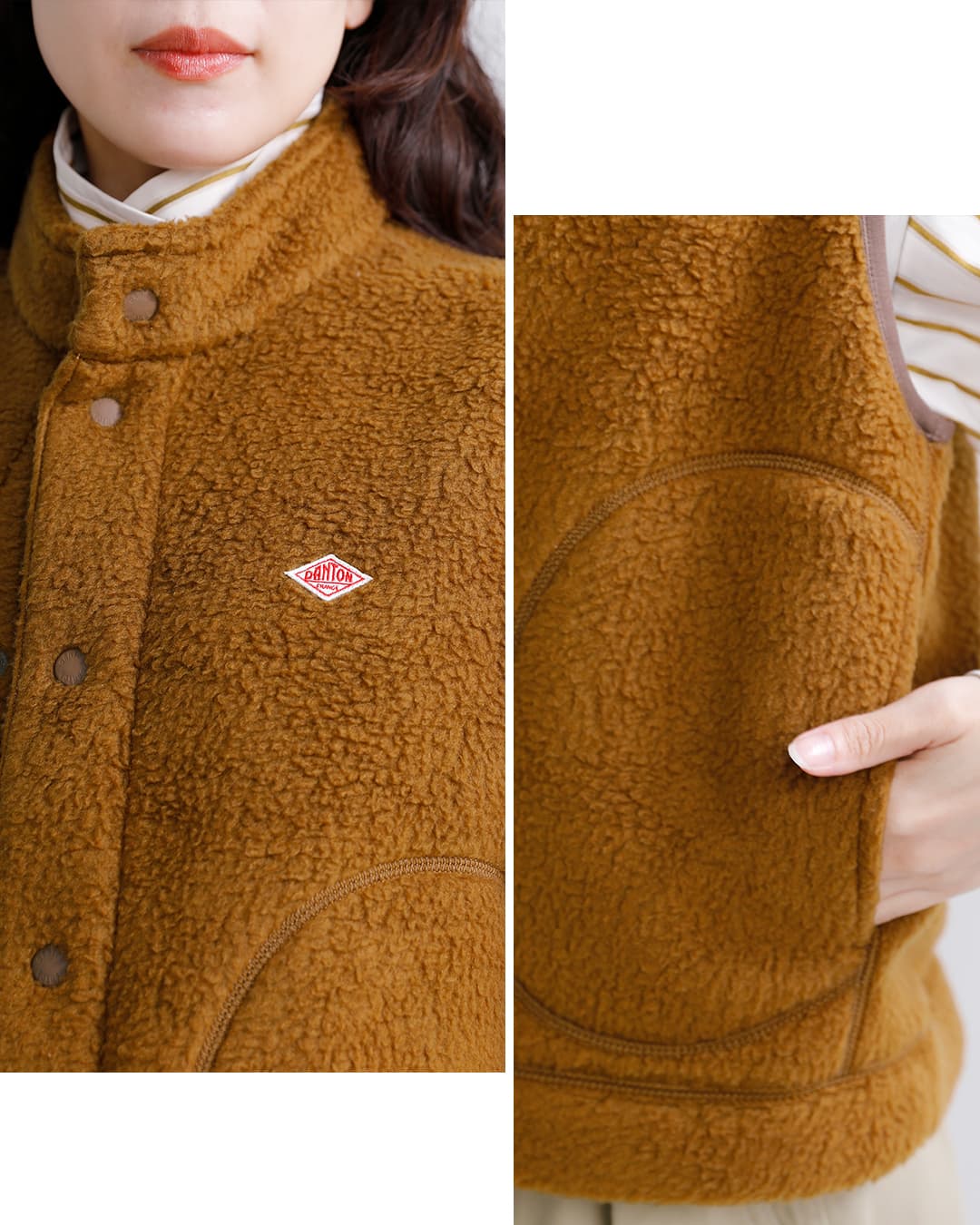 DANTON(ダントン)ダブルフェイスボア スタンドカラー ベスト dt-a0701wnn-26aw
