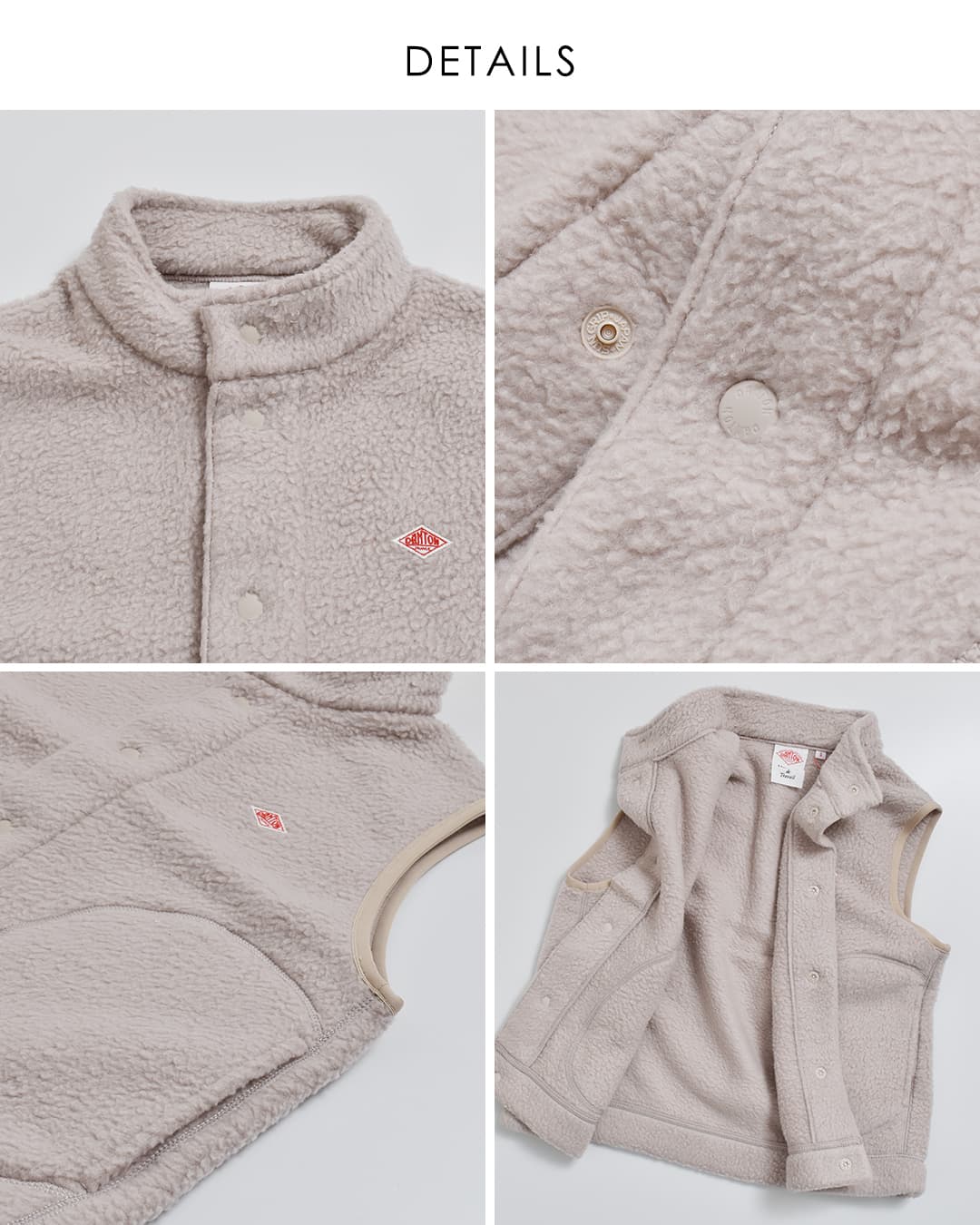 DANTON(ダントン)ダブルフェイスボア スタンドカラー ベスト dt-a0701wnn-26aw