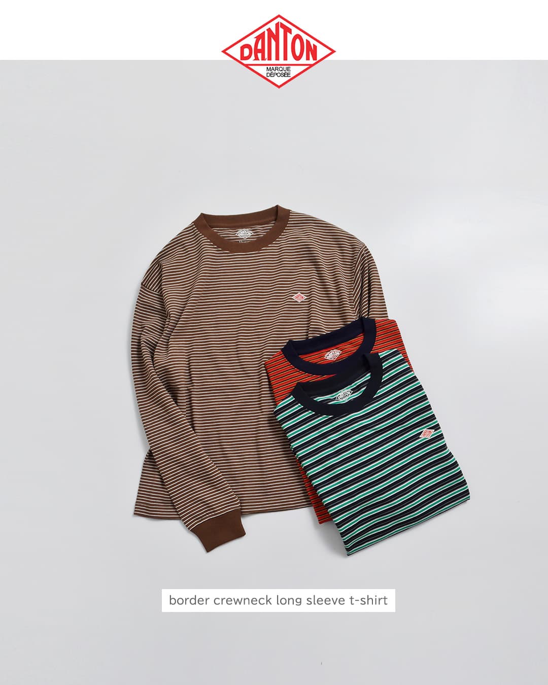 DANTON(ダントン)オープンエンドジャージー ボーダー クルーネック ロングスリーブ Tシャツ dt-c0269tcb-st-26aw