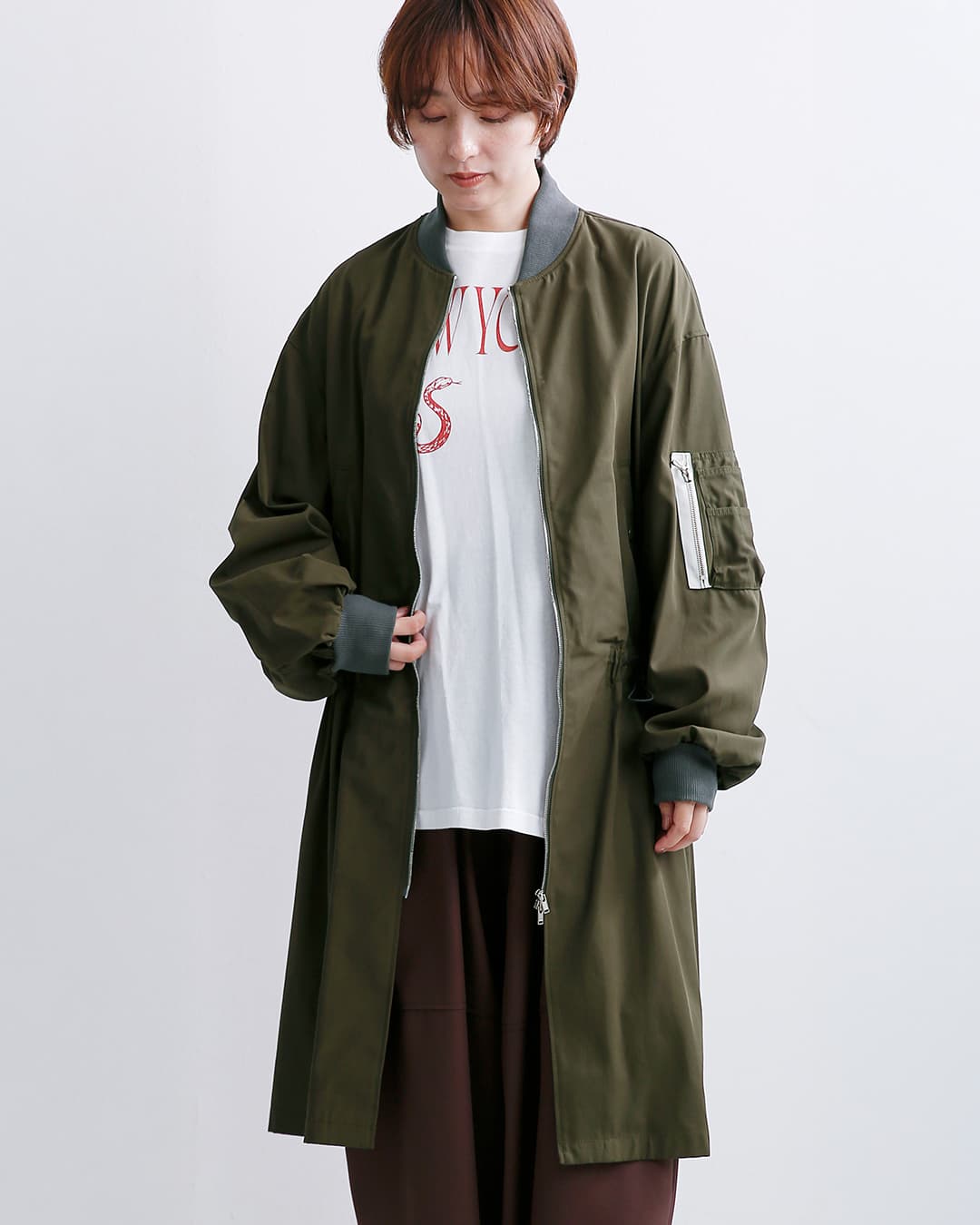 DIGAWEL(ディガウェル)コットンギャバジン ロングコート Long MA-1 dress dwab018