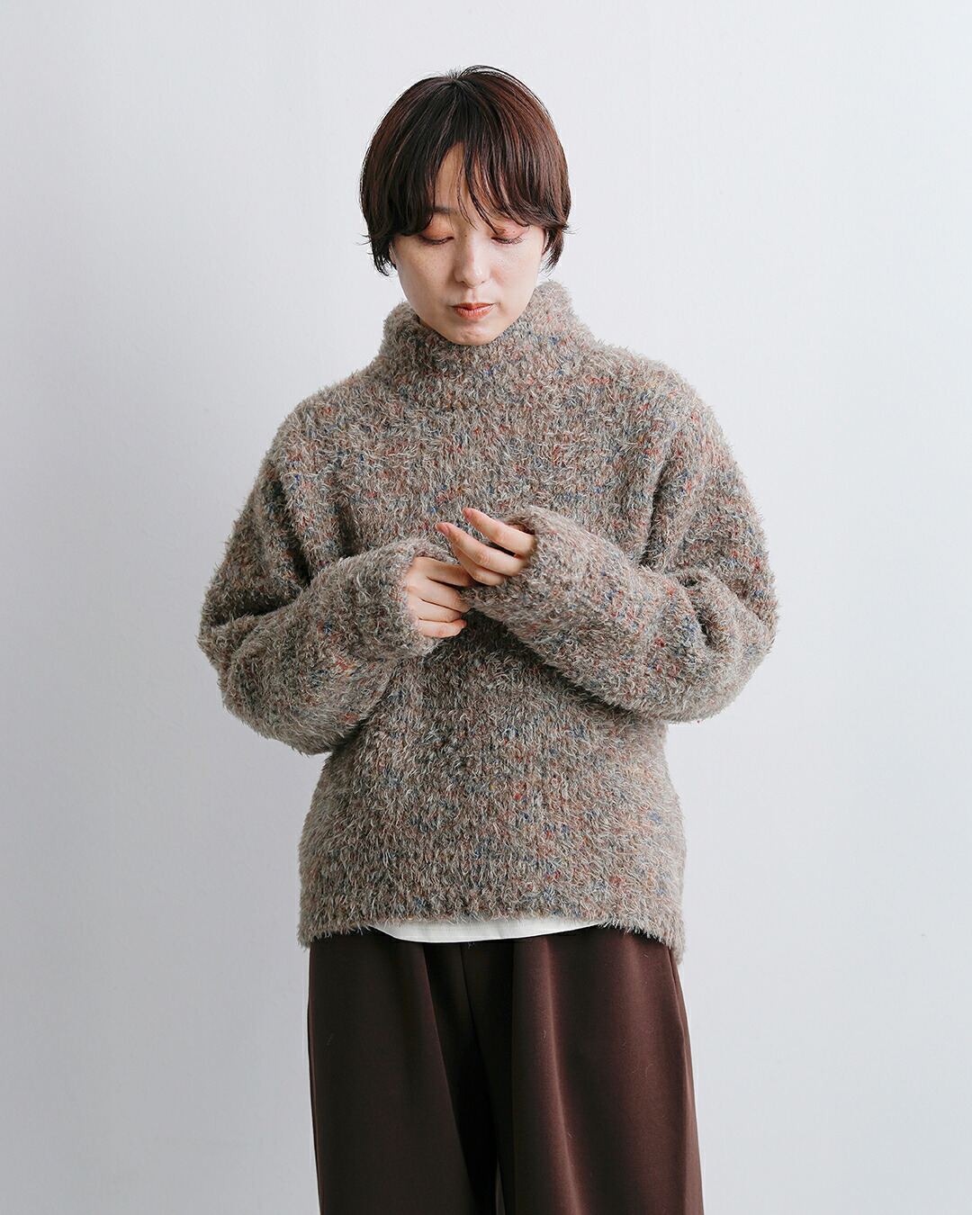 DIGAWEL(ディガウェル)ウール モヘアブレンド コクーン タートルネックセーター dwab037