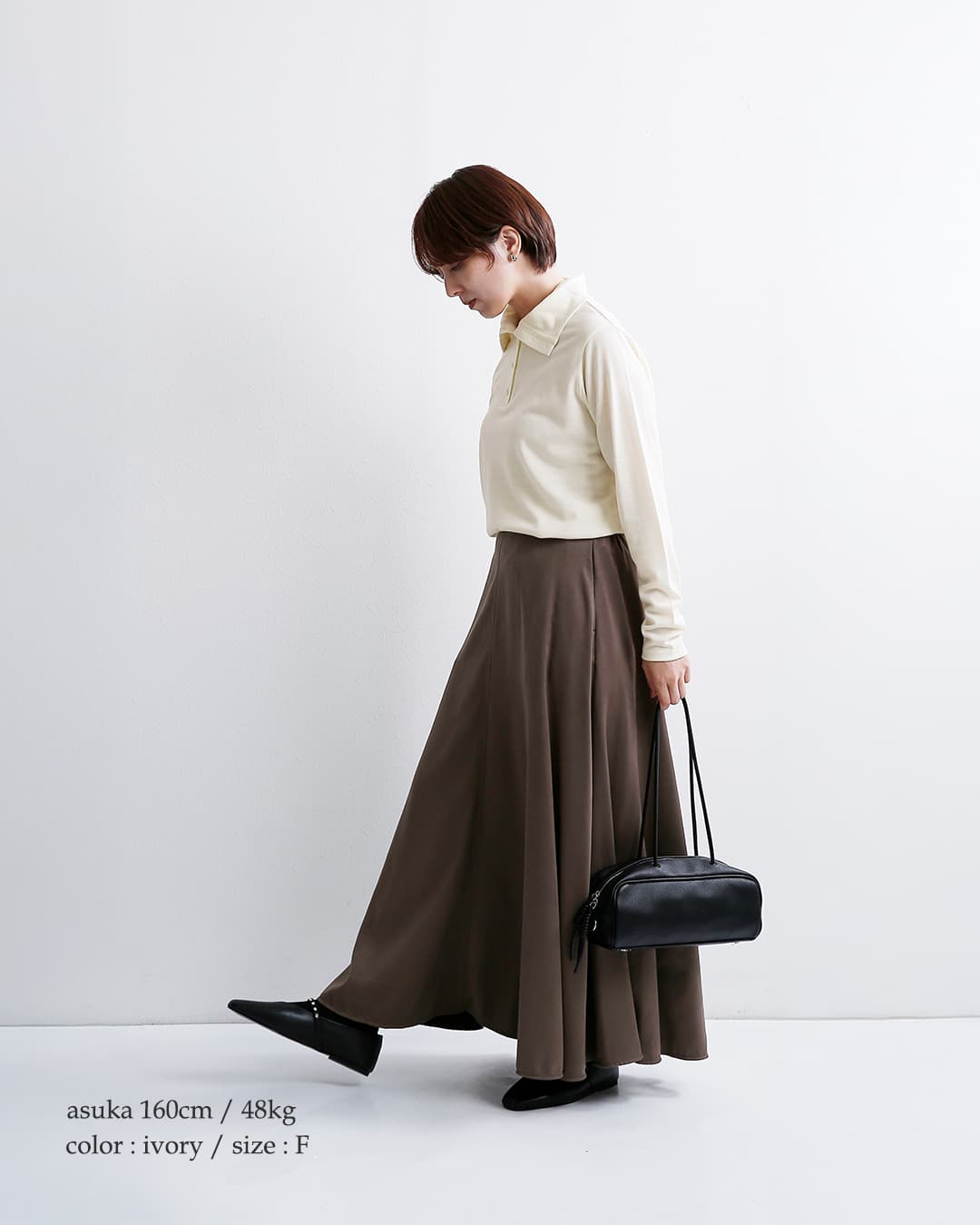 euphoric(ユーフォリック)ウールミルド ボタンカラー シャツ Collared Button-up Top eu-ct6303
