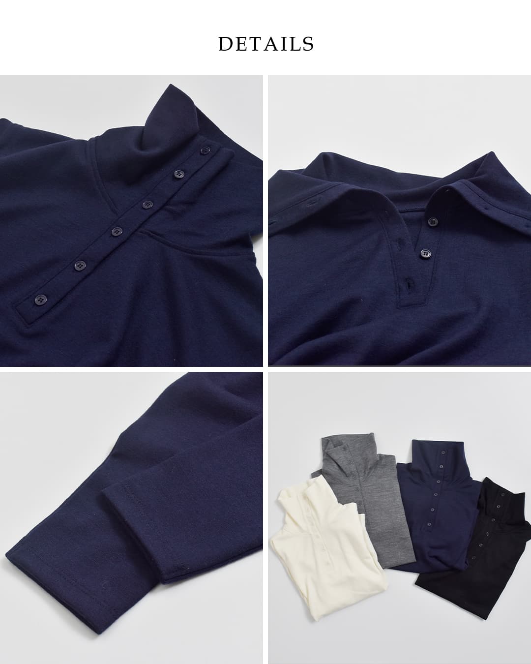 euphoric(ユーフォリック)ウールミルド ボタンカラー シャツ Collared Button-up Top eu-ct6303