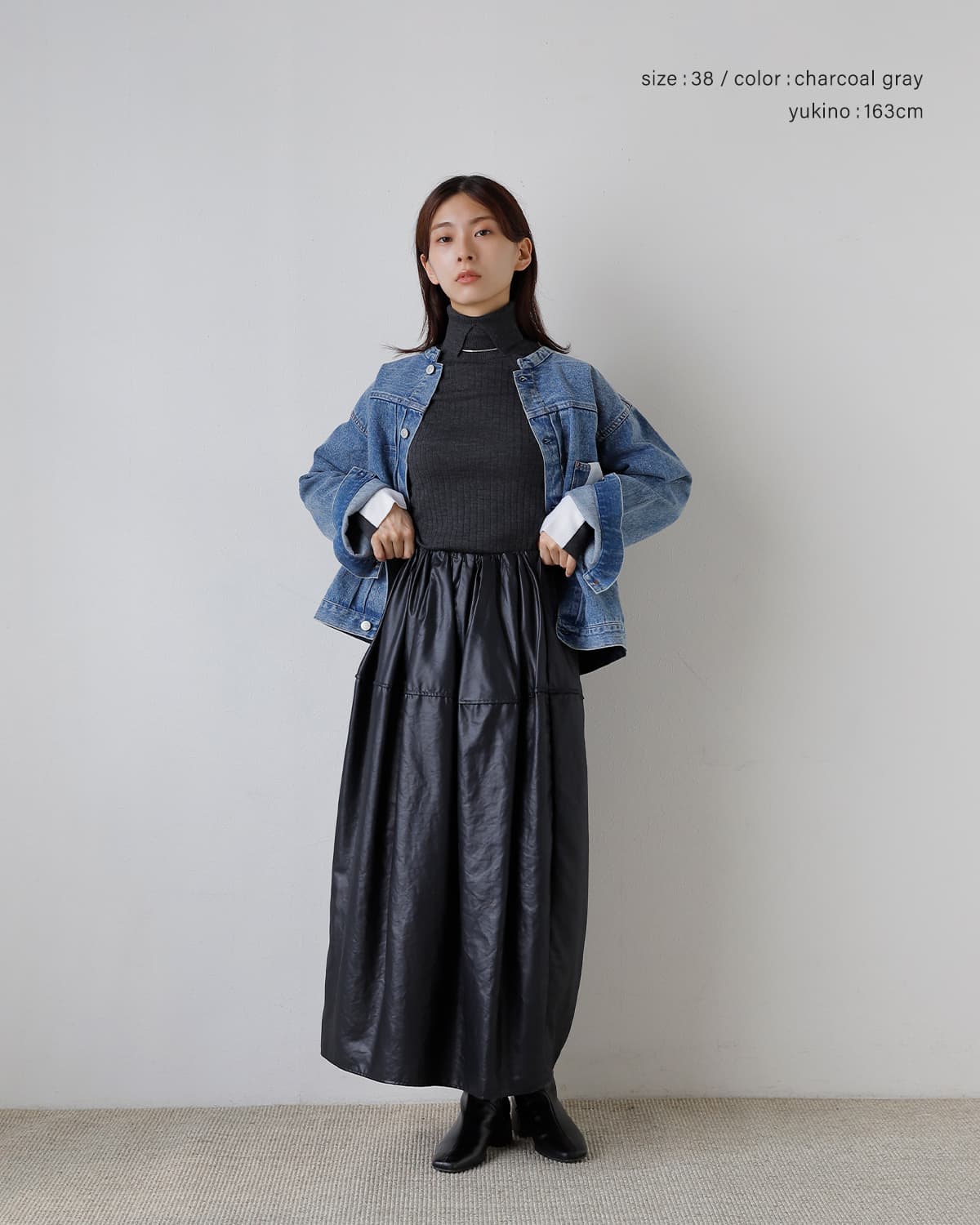 CINOH(チノ)ウール 配色袖 タートルネックニット 155 MICRON WOOL TURTLENECK KNIT f-50-036