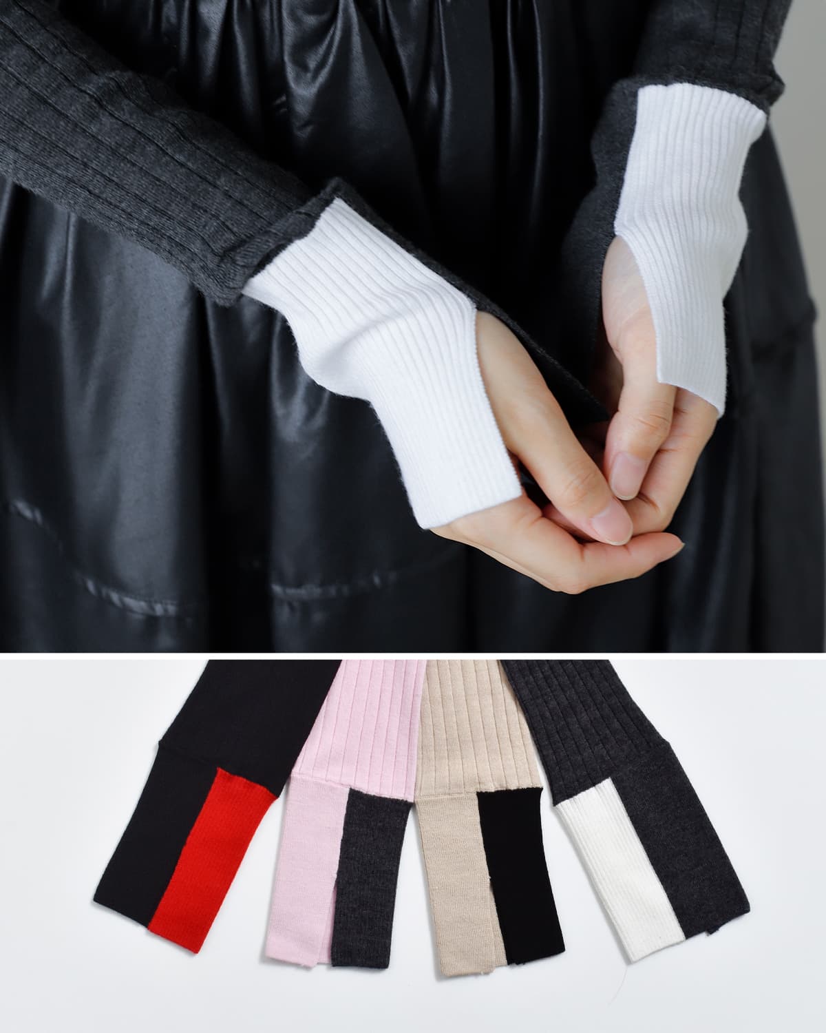 CINOH(チノ)ウール 配色袖 タートルネックニット 155 MICRON WOOL TURTLENECK KNIT f-50-036