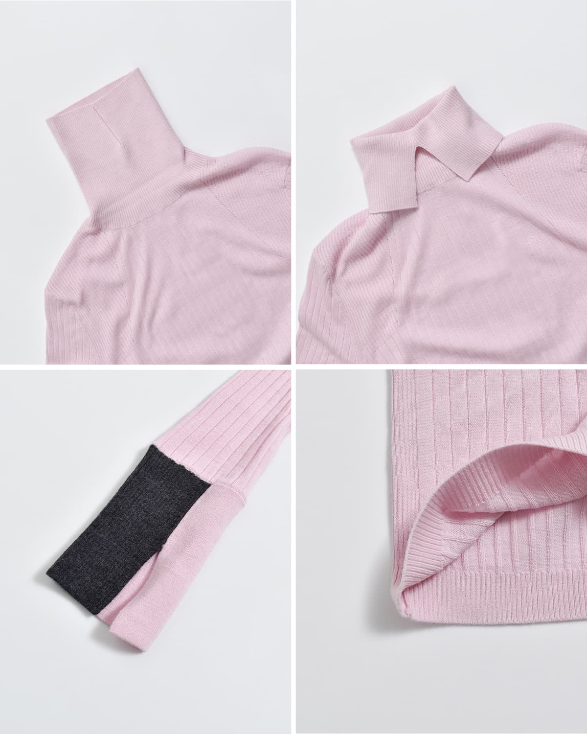 CINOH(チノ)ウール 配色袖 タートルネックニット 155 MICRON WOOL TURTLENECK KNIT f-50-036