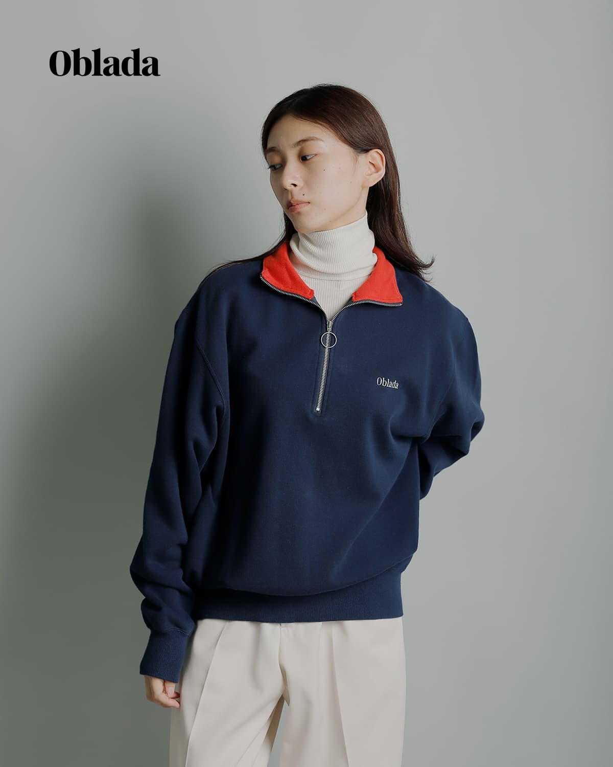 Obladaハーフジップ スウェットシャツ f2610cu08
