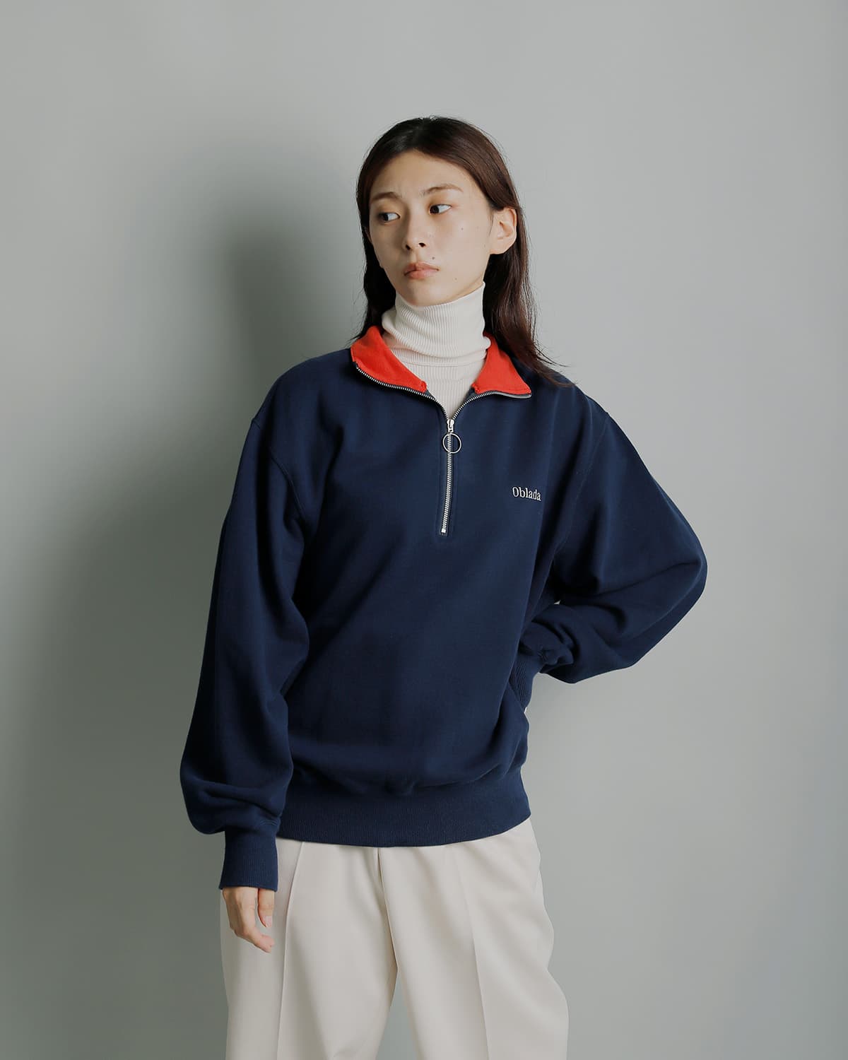 Obladaハーフジップ スウェットシャツ f2610cu08