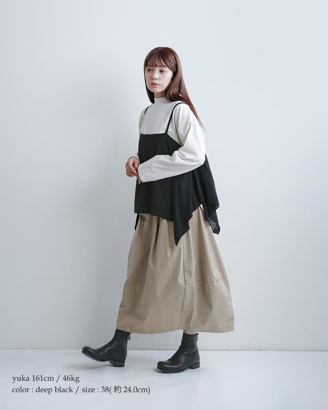 Portaille(ポルタユ)レザー ドレープ ブーツ  秋冬