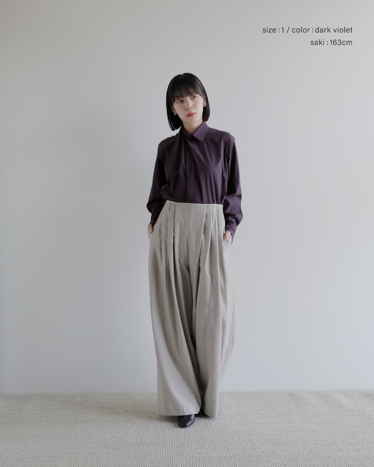 support surface(サポートサーフェス)コットン アシンメトリーカラー シャツ fcd27a349-tko0239