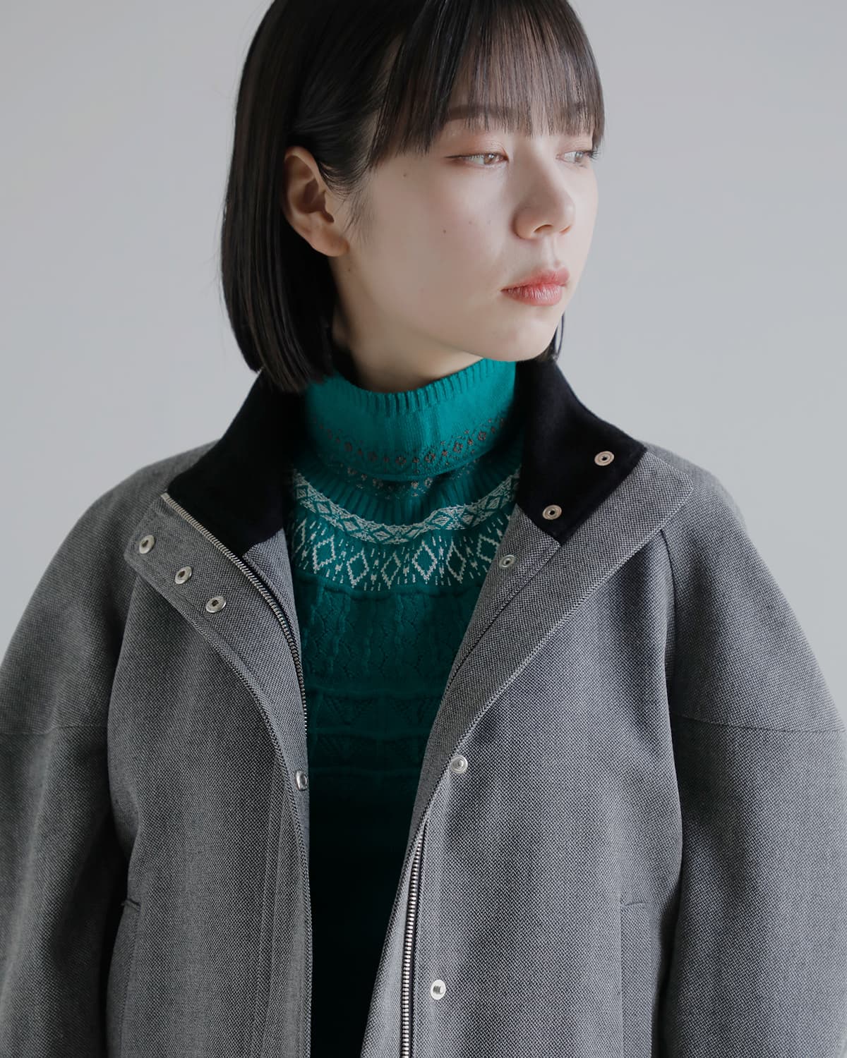 support surface サポートサーフェス ウール スタンドカラー