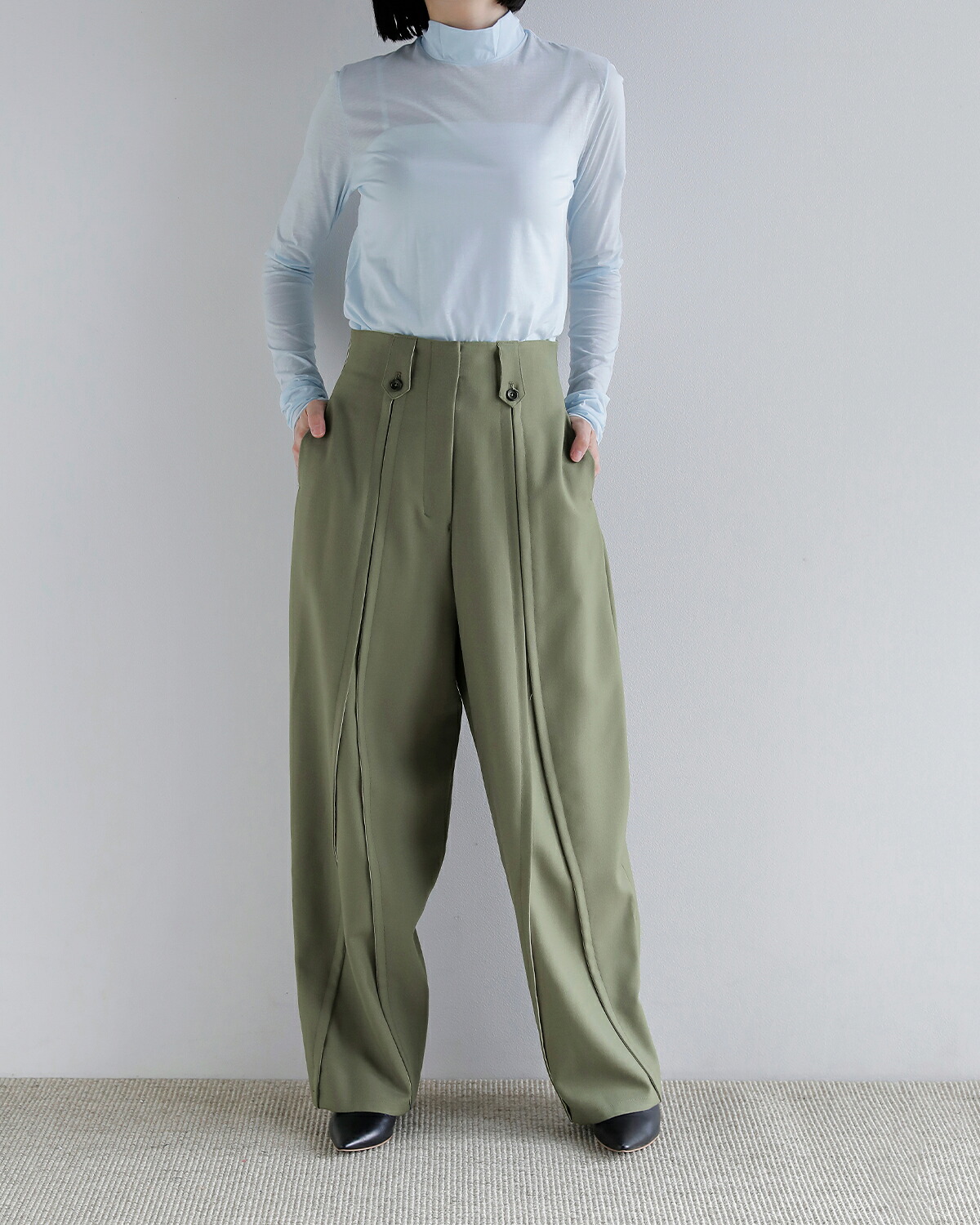 support surface(サポートサーフェス)ウール レイヤード スリット パンツ fpd27a142-tko0236 秋冬