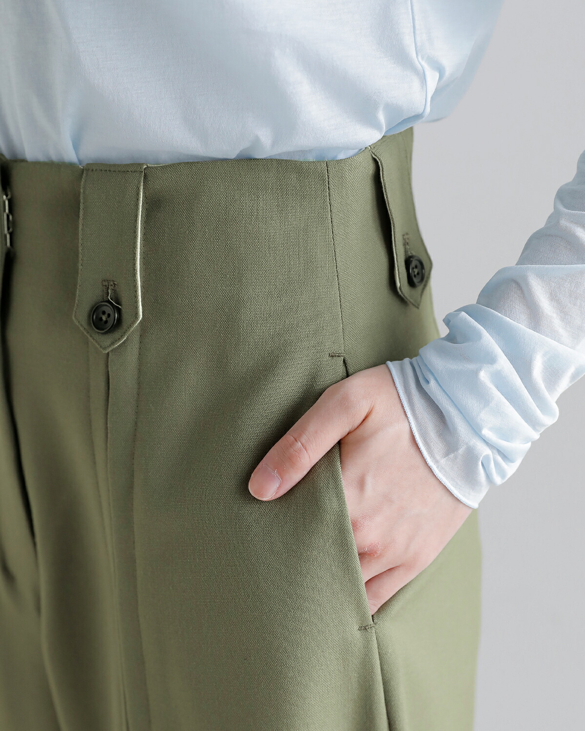 support surface(サポートサーフェス)ウール レイヤード スリット パンツ fpd27a142-tko0236 秋冬