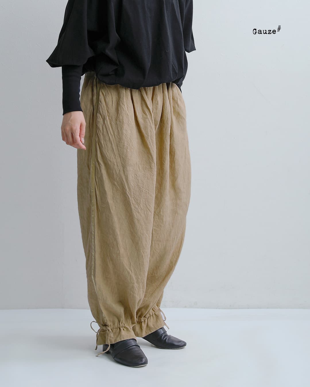 Gauze#リネン サイドライン ストリングパンツ CLASSICAL SIDE LINE STRING PANTS g1202