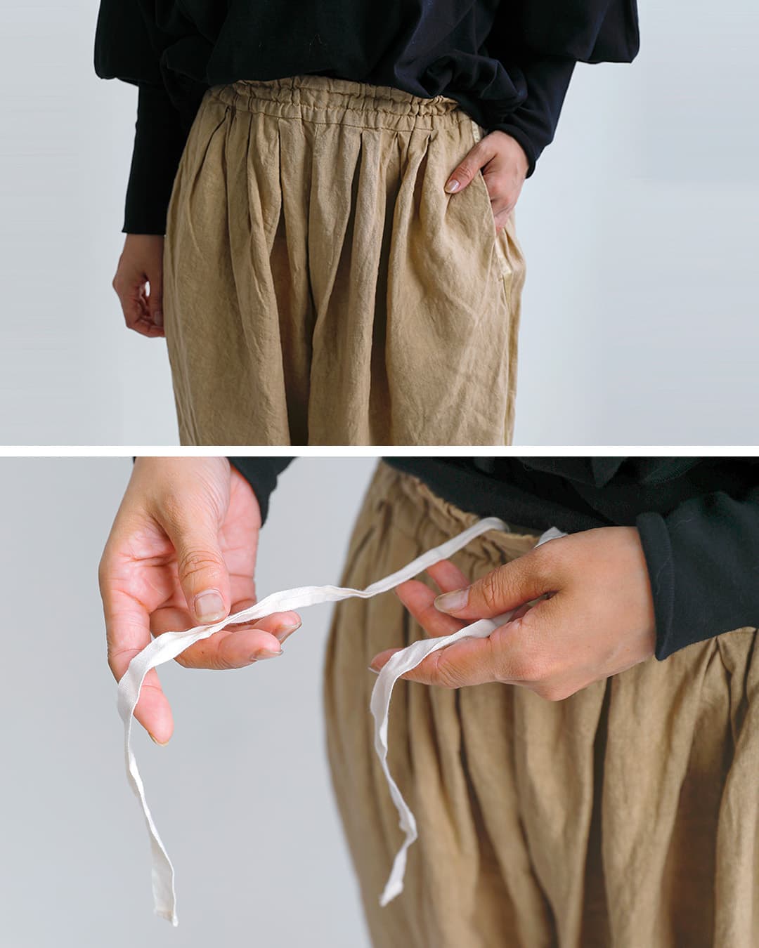 Gauze#リネン サイドライン ストリングパンツ CLASSICAL SIDE LINE STRING PANTS g1202