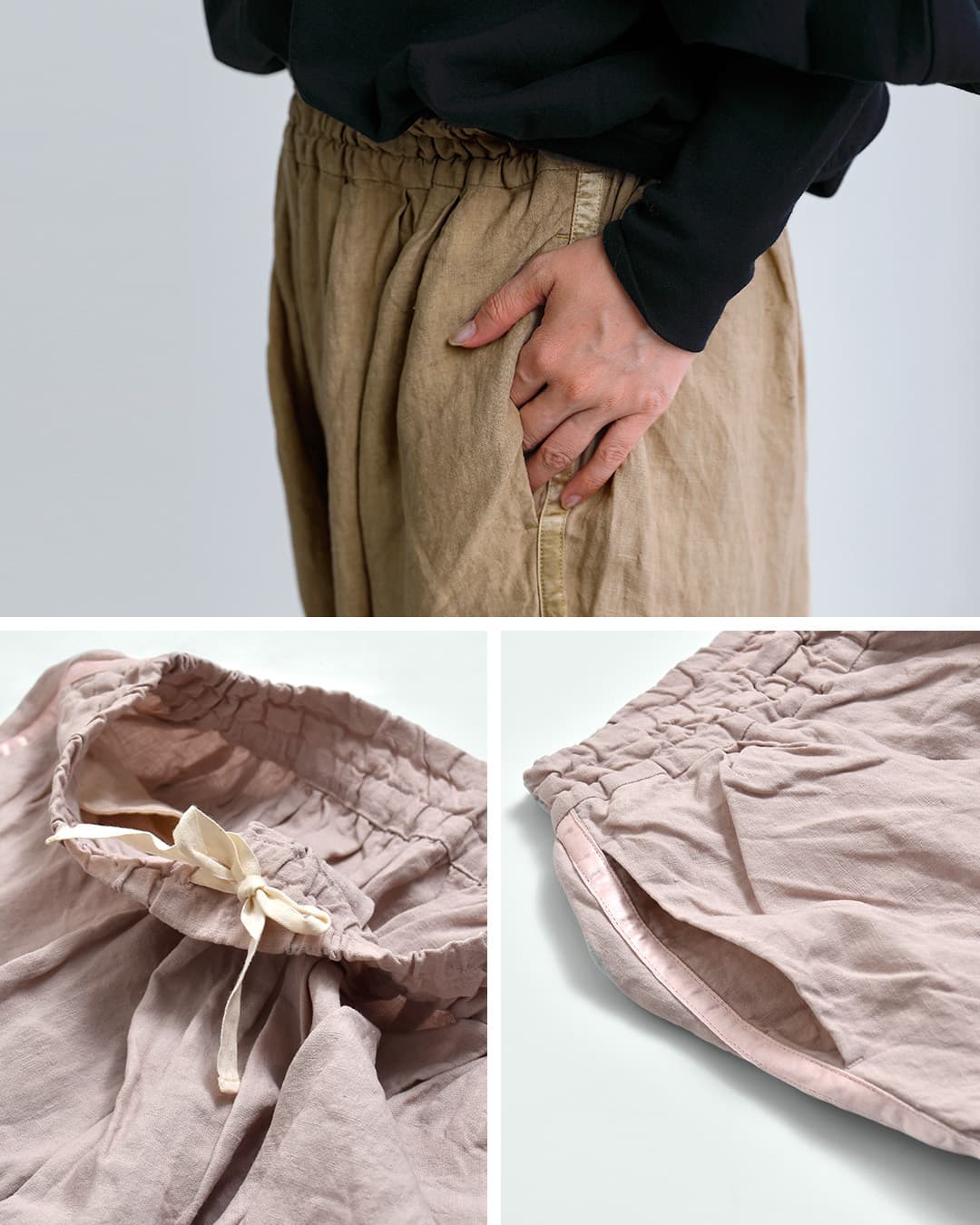 Gauze#リネン サイドライン ストリングパンツ CLASSICAL SIDE LINE STRING PANTS g1202