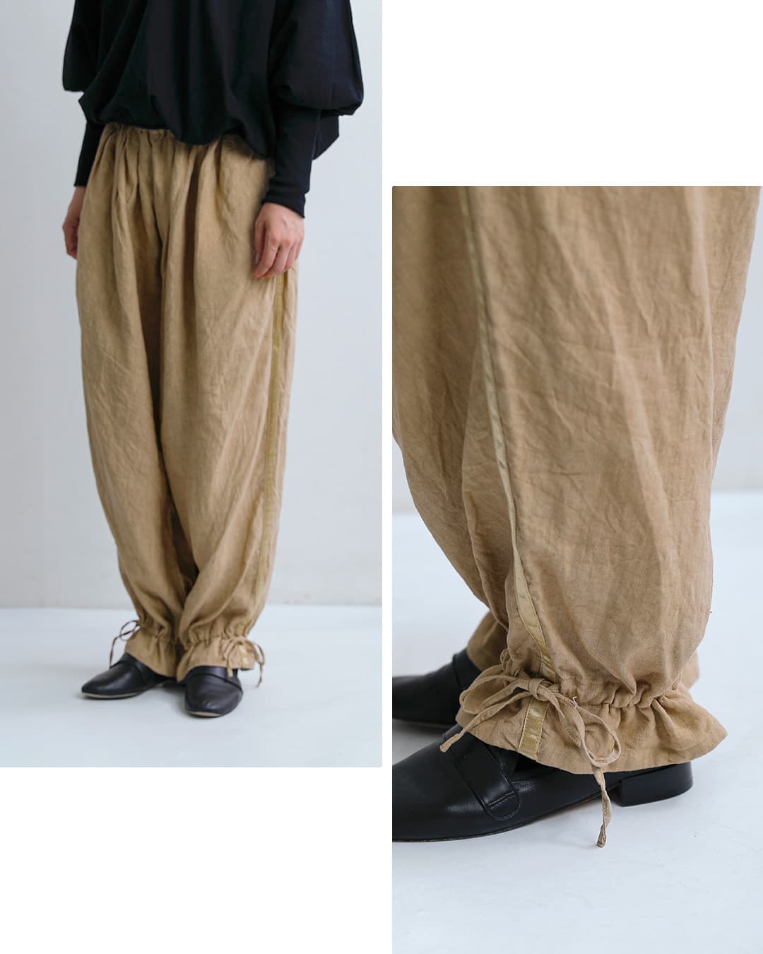 Gauze#リネン サイドライン ストリングパンツ CLASSICAL SIDE LINE STRING PANTS g1202