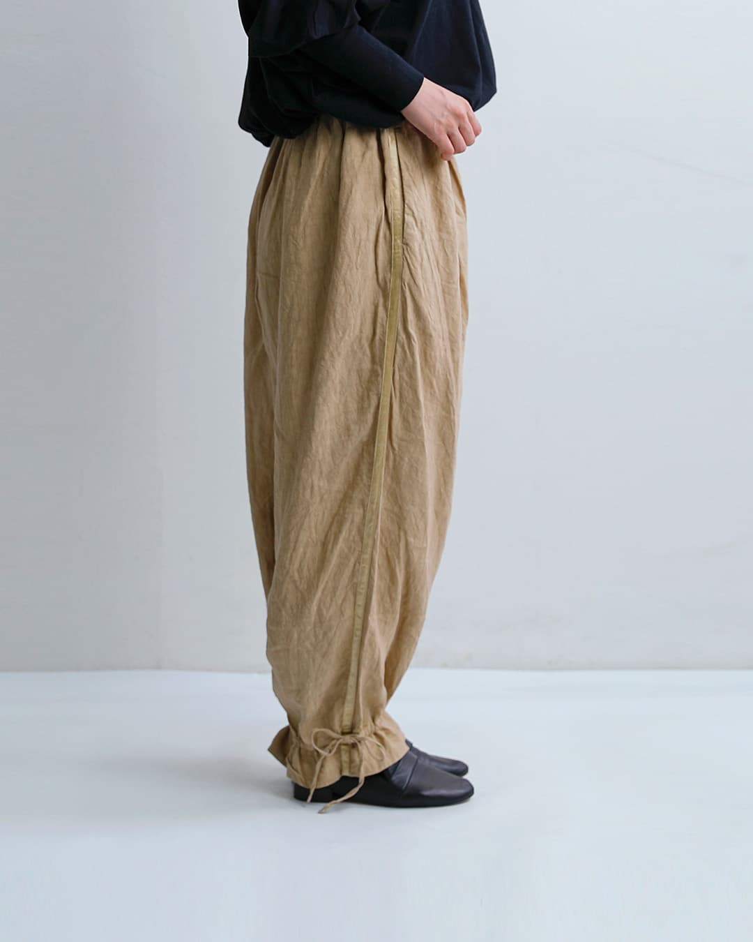 Gauze#リネン サイドライン ストリングパンツ CLASSICAL SIDE LINE STRING PANTS g1202