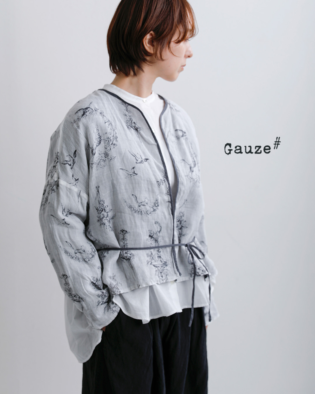 Gauzeラミーリネン リバーシブル ローブ Florence ROBE g1206