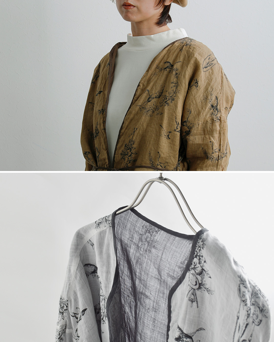 Gauzeラミーリネン リバーシブル ローブ Florence ROBE g1206