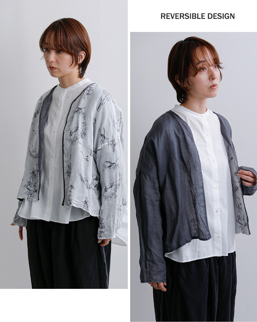 Gauzeラミーリネン リバーシブル ローブ Florence ROBE g1206