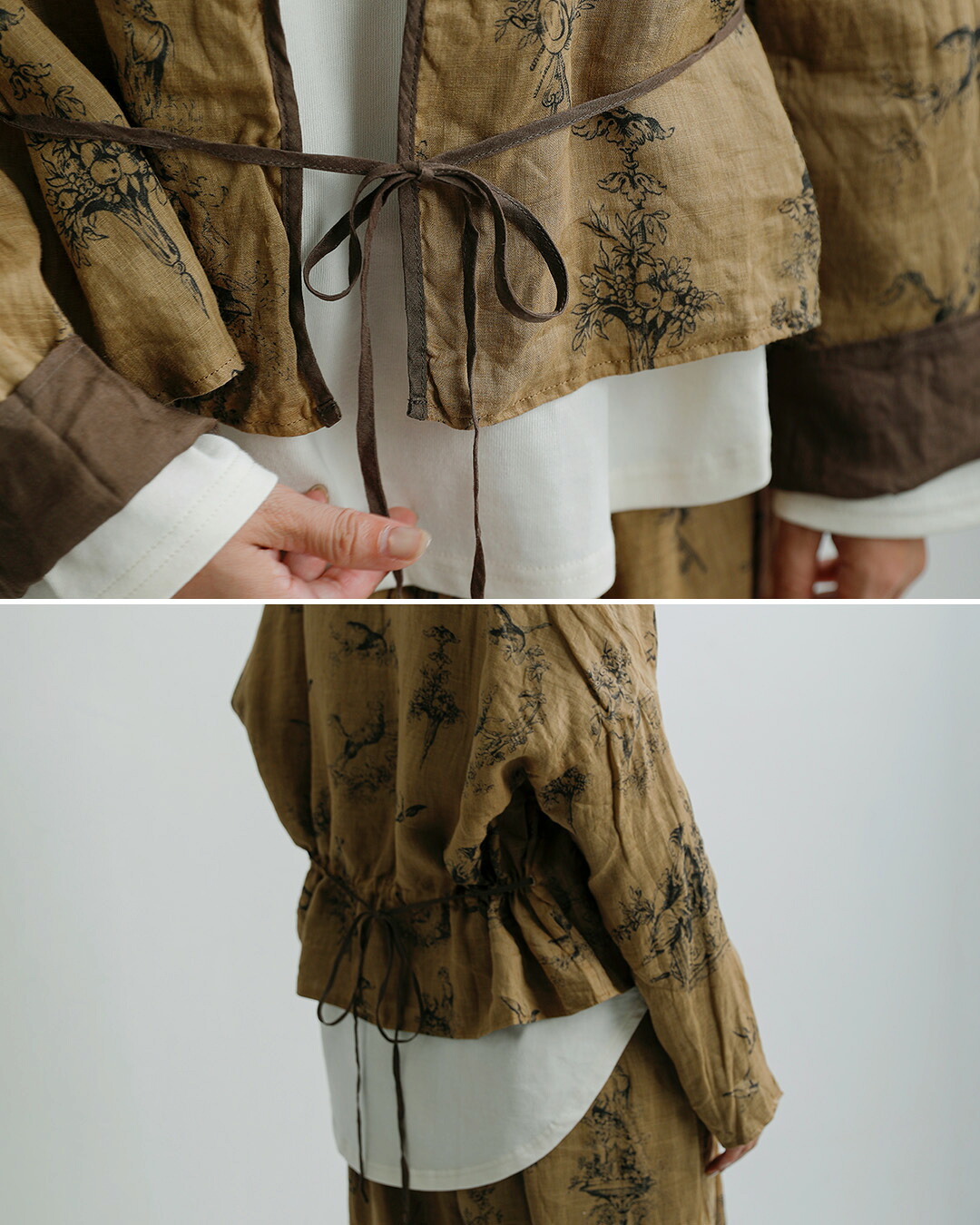 Gauzeラミーリネン リバーシブル ローブ Florence ROBE g1206